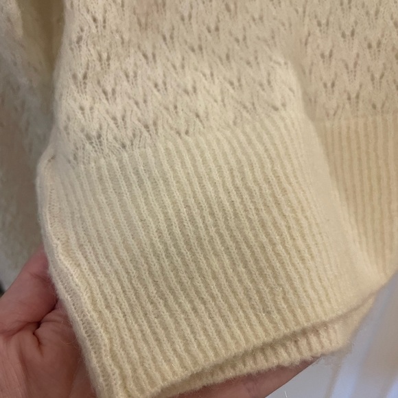 H&M brand mohair blend delicate knit sweater off white medium office casual - Picture 8 of 10
